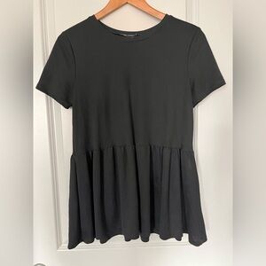 Zara Black Short Sleeve peplum top